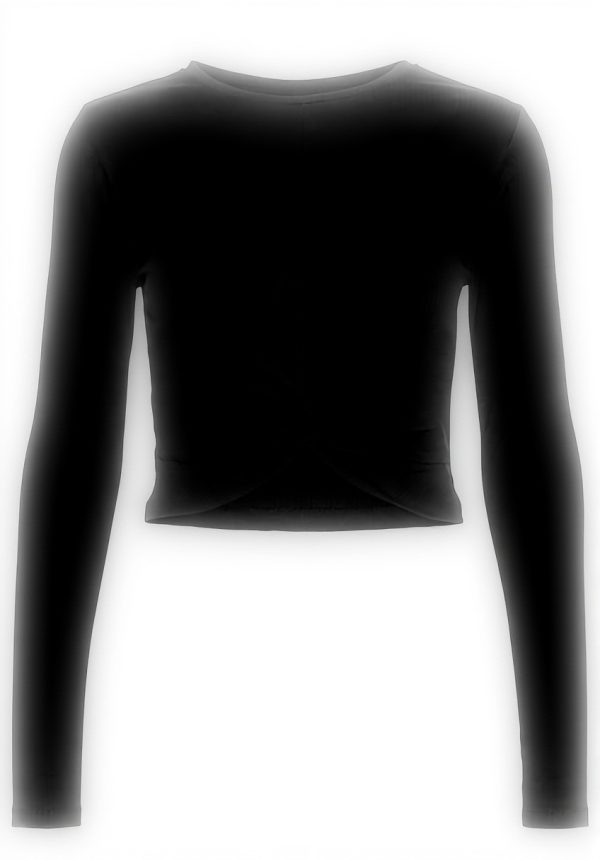 Noisy may Damen Cropped Shirt Gerippt Langarm Knoten Detail