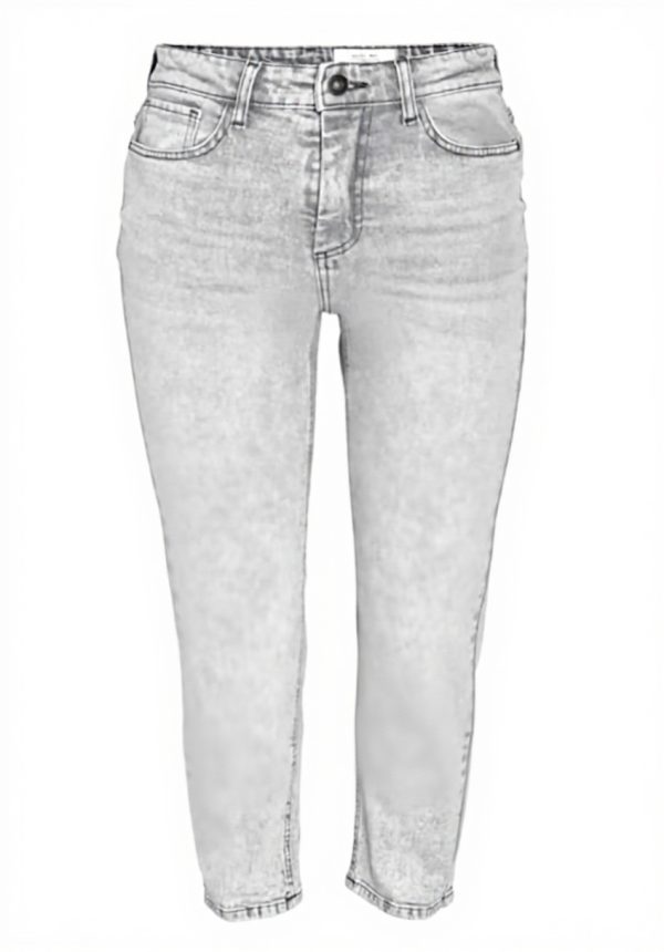 Noisy May Damen Jeanshose Straight Fit Baumwolle Grau