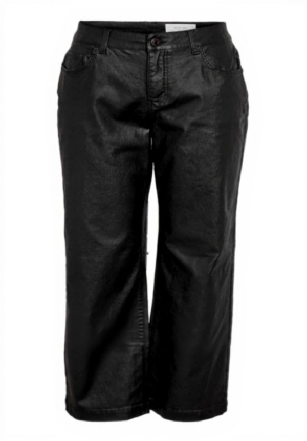 Noisy May Damen Jeans Wide Leg Coated Denim Schwarz