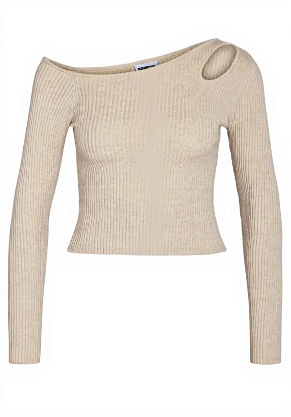 Noisy may Damen Pullover Ein-Schulter Slim Fit Strick