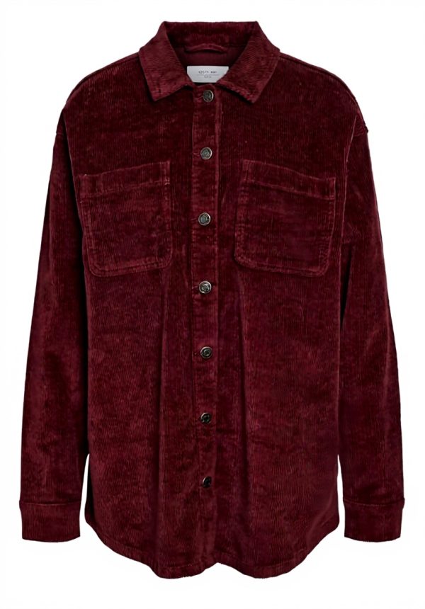 NOISY MAY Shacket Damen Cord Langarmhemd Streetwear